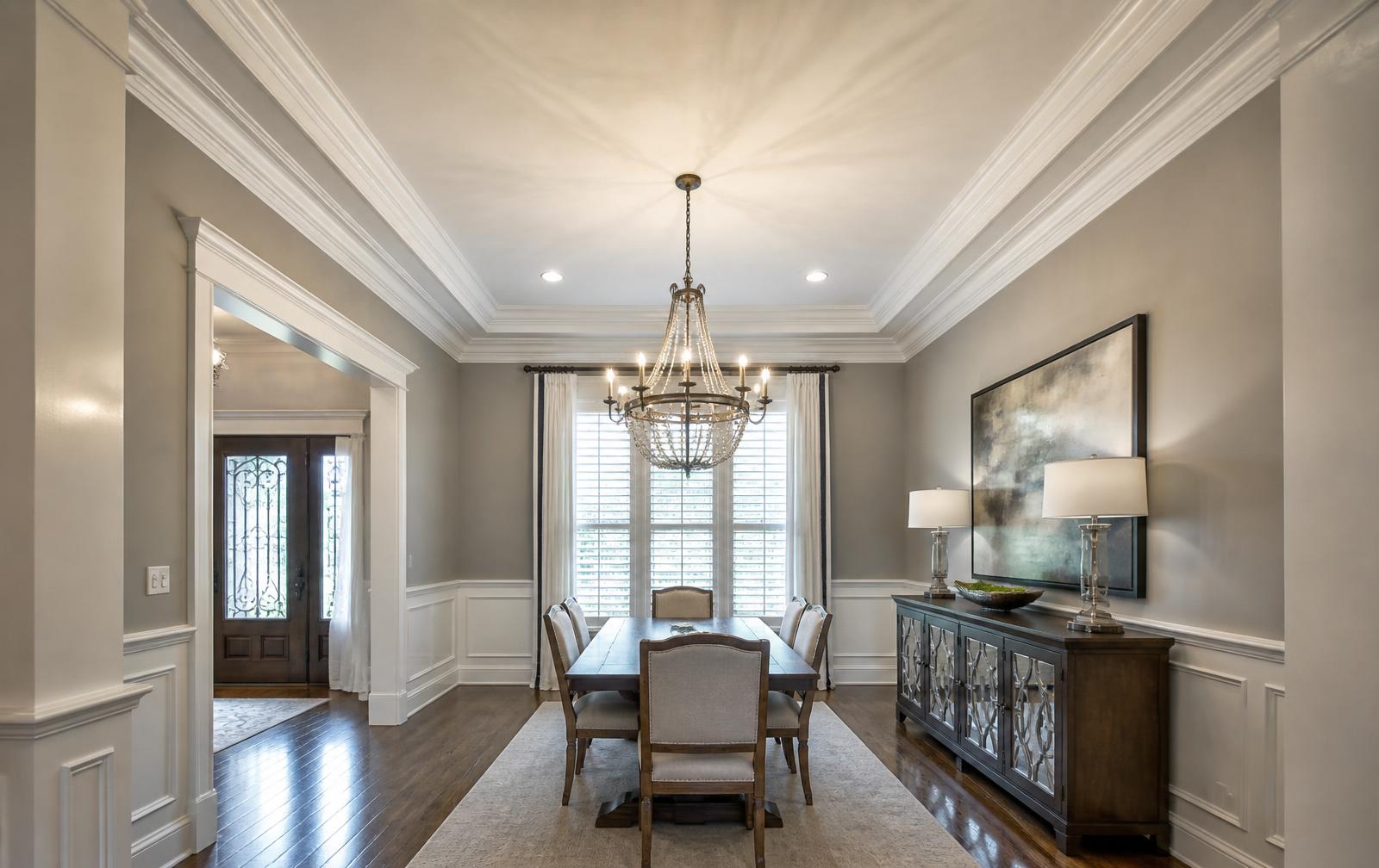 Built-up crown molding in a formal dining room in Battlefield, MO